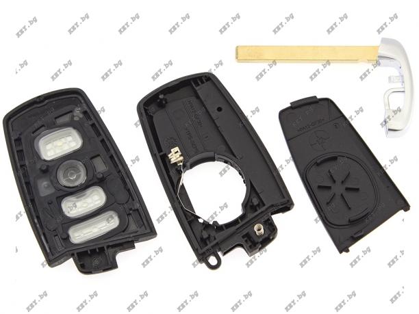 Кутийка смарт кей KEY за BMW 5та серия, с четири бутона и авариен ключ от key.bg Кутийка смарт кей KEY за BMW 5та серия, с четири бутона и авариен ключ